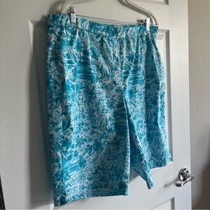 Alfred Dunner Women's Blue Floral Bermudas